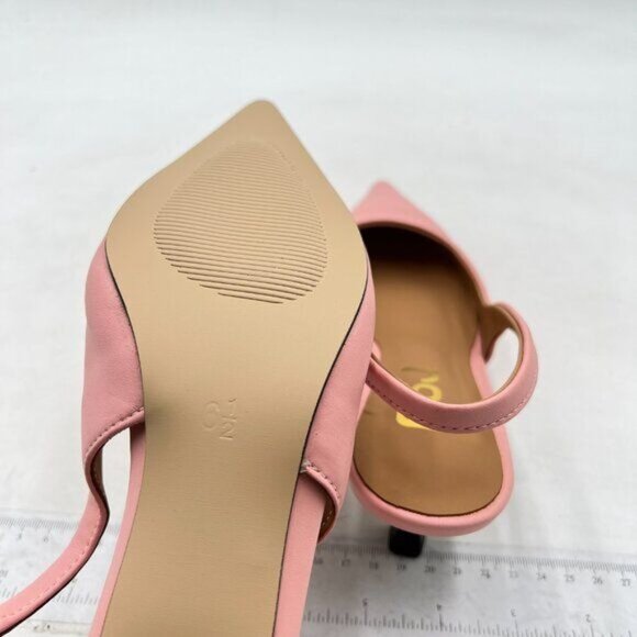 FSJ Women's Mid Kitten Heel Slingback Sandal Pointy Toe Sexy Pumps Shoes PInk - Picture 6 of 8
